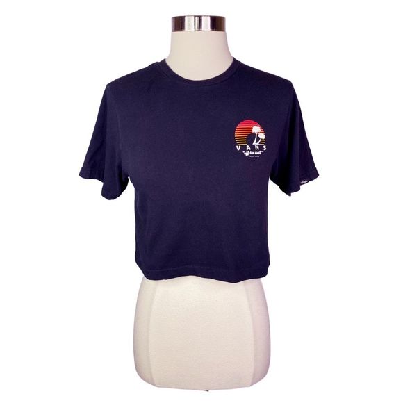 VANS Sunset Off The Wall Up-cycled Crew Neck Cropped Tee - Size XS - Picture 1 of 4